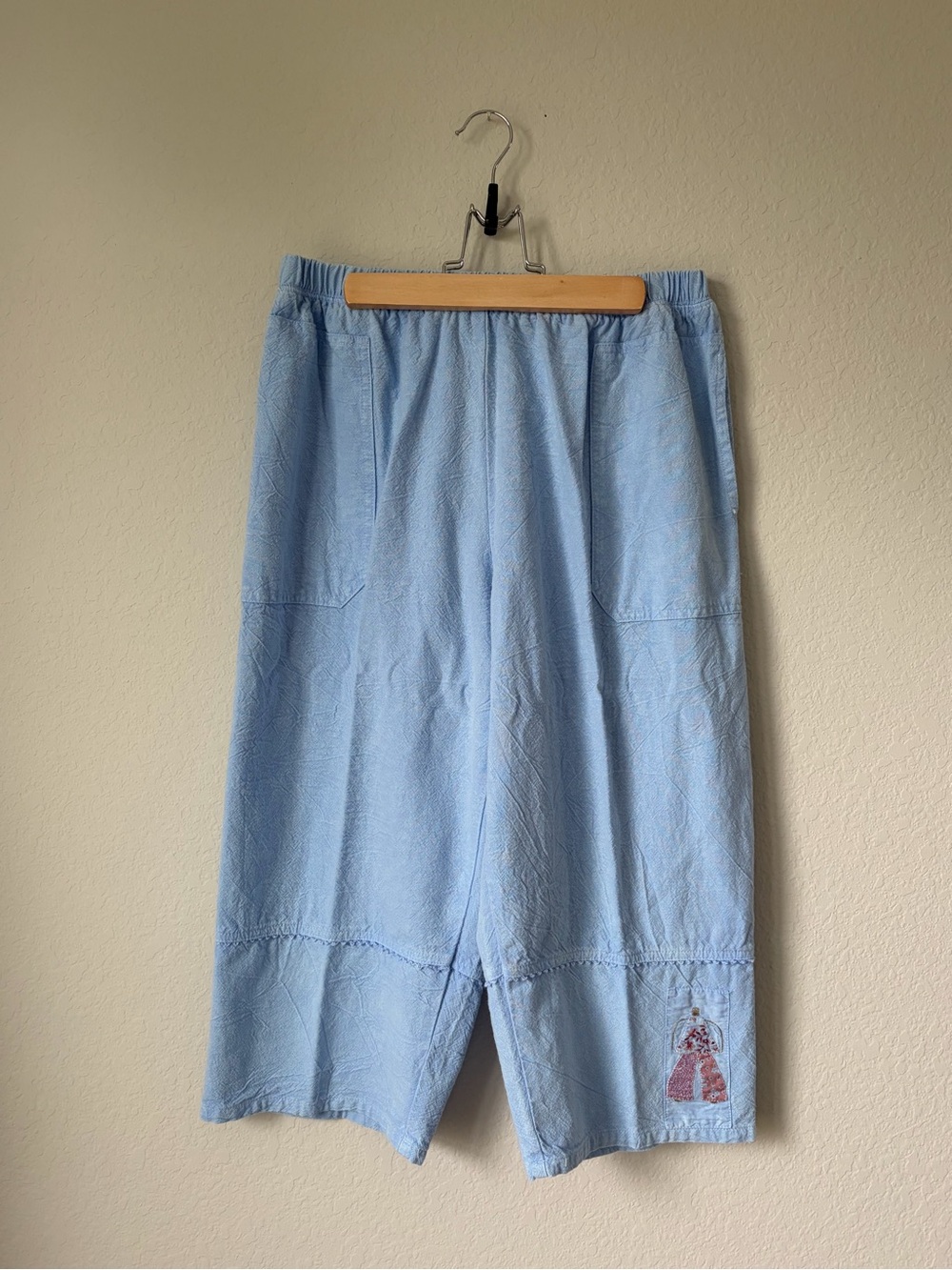 Produce Company Vintage Light Blue Pull On Cotton Capris Pants Women’s Sz XL